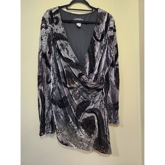 Alex Evenings Tops - Alex Evenings Velvet Wrap Blouse Black‎ Womens Size L/XL
